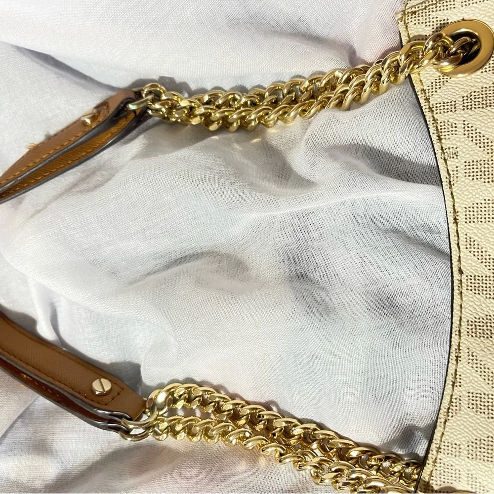 Michael Kors Cream Monogram Shoulder Bag